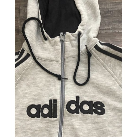 Adidas Womens Small Gray Full Zip Hoodie Hooded Sweatshirt Jacket - Picture 2 of 6